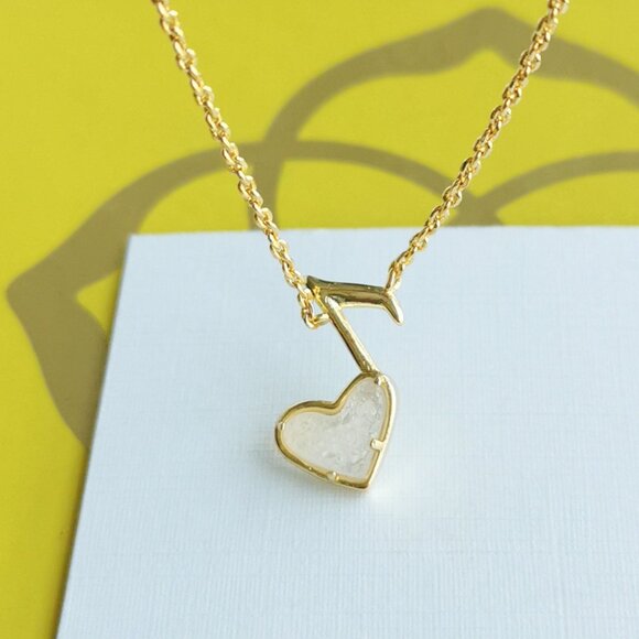 Kendra Scott Ari Heart Music Note Gold Drusy Necklace fashion - Picture 1 of 4